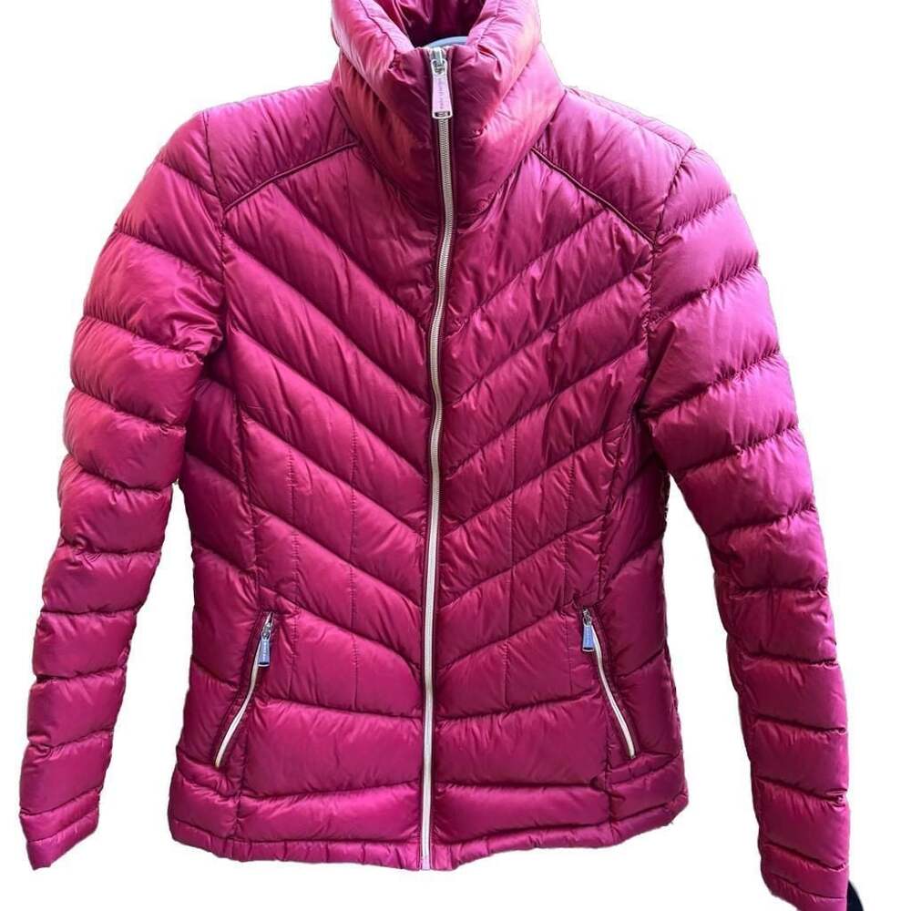 Michael Kors Women's Packable Quilted Down Puffer Jacket in Dark Ruby